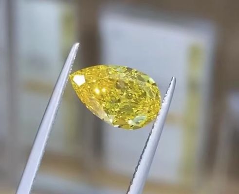 1.16ct পিয়ার কাট ল্যাব ফ্যান্সি লাইভ হলুদ এইচপিএইচটি ডায়মন্ড ভিএস 1 স্বচ্ছতা বিবাহের গয়না জন্য আদর্শ