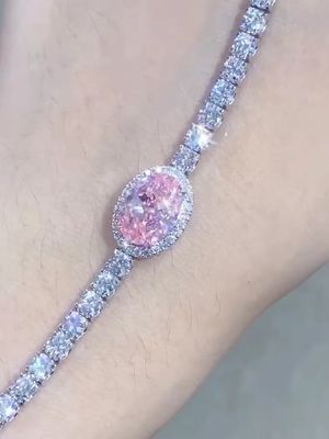 2.87ct গোলাপী ডায়মন্ড টেনিস ব্রেসলেট ওভাল কাট লস সিন্থেটিক ডায়মন্ড