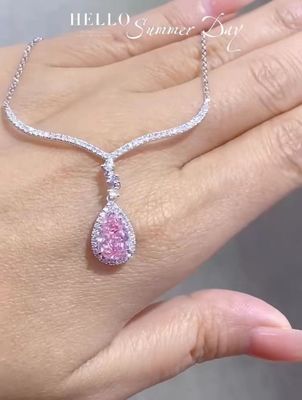 1.97ct ল্যাব গ্রোড ডায়মন্ড পেন্ডেন্টস নেকলেস পিয়ার কাট গোলাপী রঙ কাস্টমাইজড