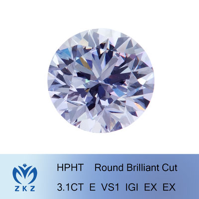 3.1Ct সিন্থেটিক লুজ ল্যাব গ্রোন হীরা উজ্জ্বল কাট সাদা রঙ