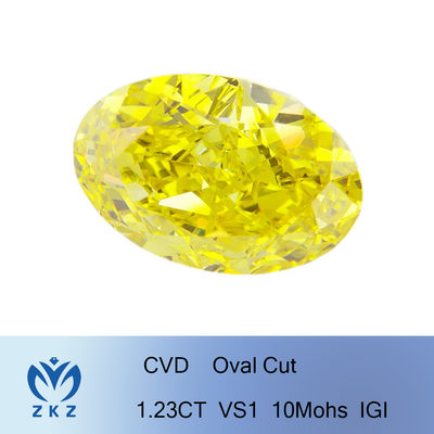 1.23ct সিন্থেটিক ল্যাব তৈরি করা হয়েছে হলুদ ডায়মন্ড ওভাল আকৃতির চমৎকার কাট