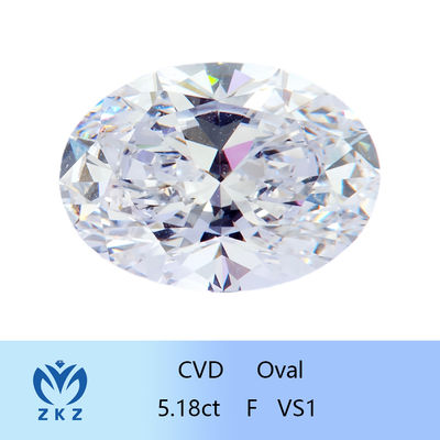 ZKZ বড় আকারের হীরা 5.18ct সার্টিফাইড লস ওভাল ল্যাব হীরা VS1 স্পষ্টতা