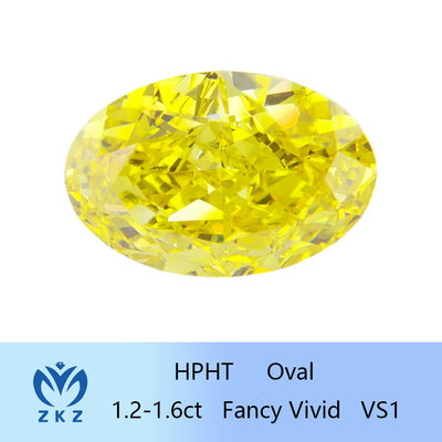 ওভাল কাট HPHT ল্যাব তৈরি হলুদ হীরা 1.2ct-1.6ct আইজিআই শংসাপত্র