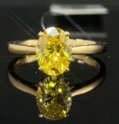 1.59ct ল্যাব ডায়মন্ড জুয়েলারী ওভাল কাট ডায়মন্ড রিং ফ্যান্সি Vivid হলুদ ক্লাসিক স্টাইল